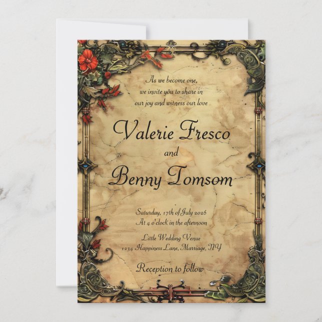 Fantasy Frame Flowers Invitation (Front)