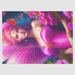 Fantasy Fuchsia Fairy Flower Butterflies Decoupage Tissue Paper