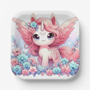 Fantasy Fun Unicorn Baby Shower Paper Plate