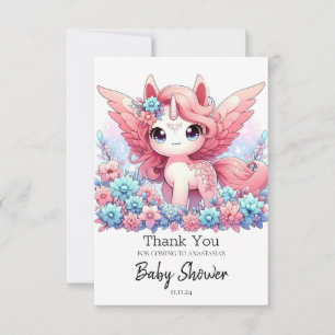 Fantasy Fun Unicorn Baby Shower Thank You Card