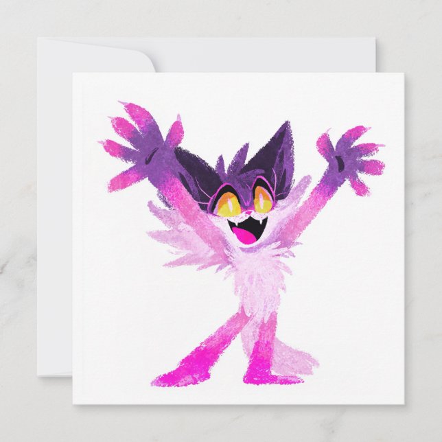 Fantasy Furry Cat with Glowing Eyes Invitation (Front)