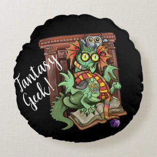 Fantasy Geek! Fan Dragon Round Pillow