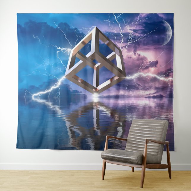 Fantasy Geometric Landscape Space Sky Ocean Tapestry (In Situ (Horizontal))