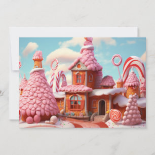 Fantasy Gingerbread House with Candies 1  Holiday Card
