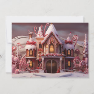 Fantasy Gingerbread House with Candies 3  Holiday Card