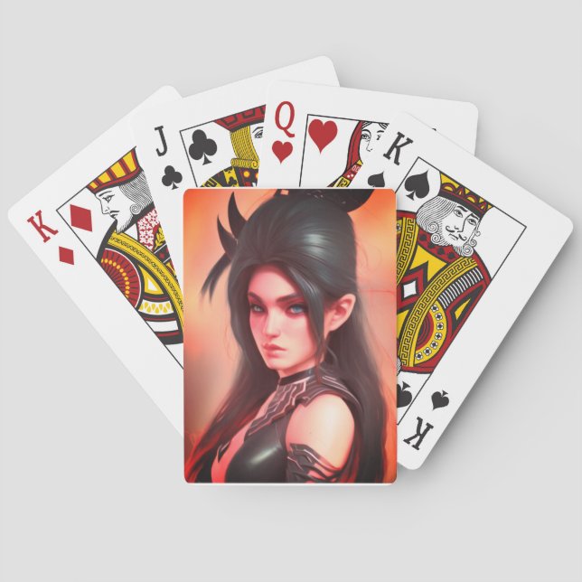Fantasy girl playing cards (Back)
