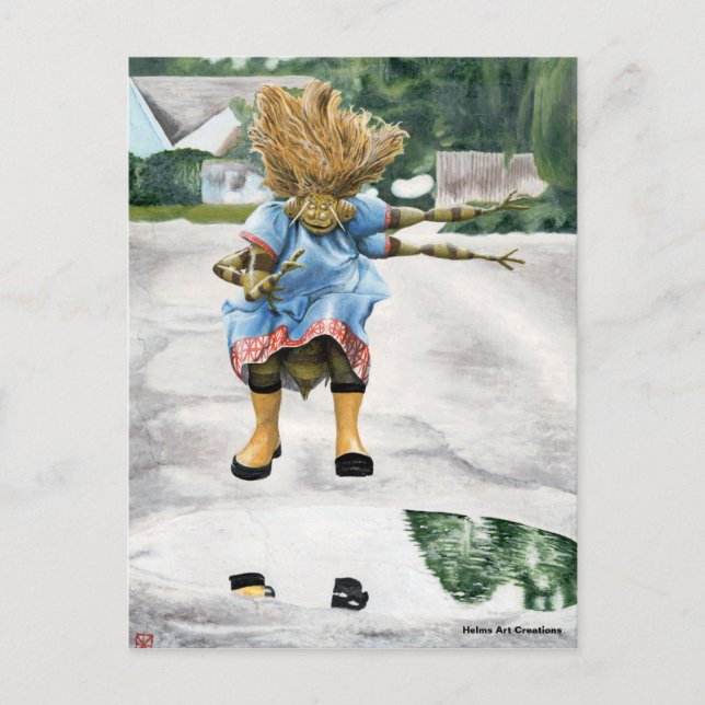 Fantasy Girl Puddle Jumping Postcard (Front)