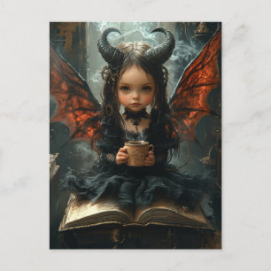 Fantasy Girl With Horns and Wings Coffee Book Postcard