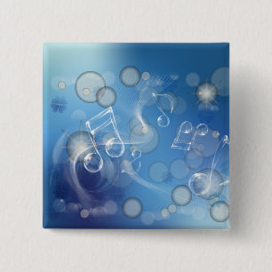 Fantasy Glass Music Notes 2 Inch Square Button