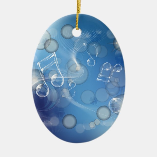 Fantasy Glass Music Notes Ceramic Ornament (Front)