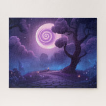 Fantasy Glowing Moon Over Enchanted Path