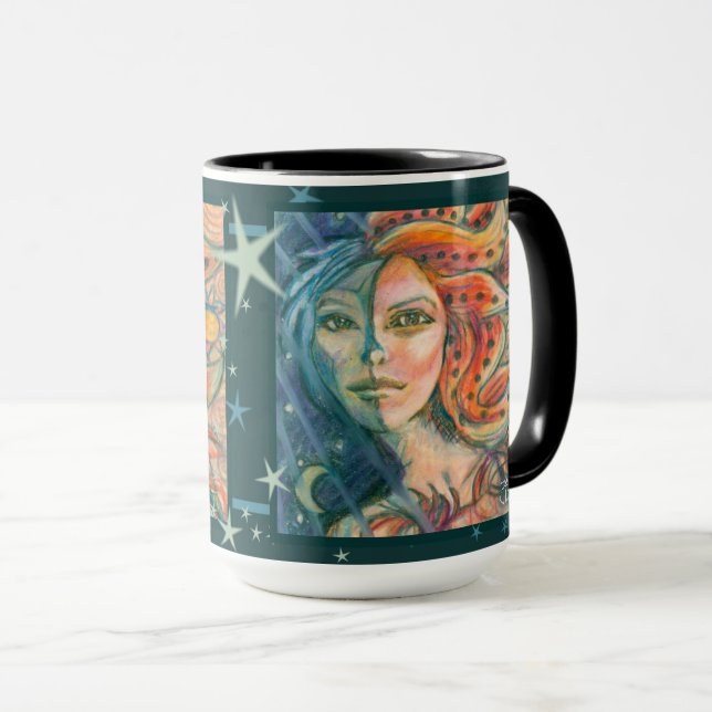 Fantasy Goddess Mug with Moon Sun and Stars (Front Right)