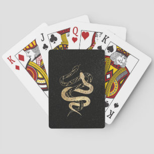 Fantasy Gold and Black Mystical Snakes  Playing Cards
