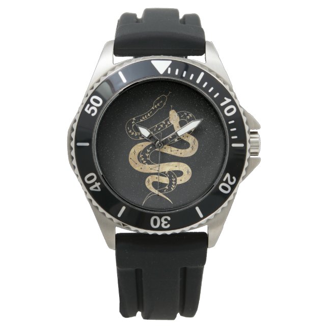 Fantasy Gold and Black Mystical Snakes  Watch (Front)