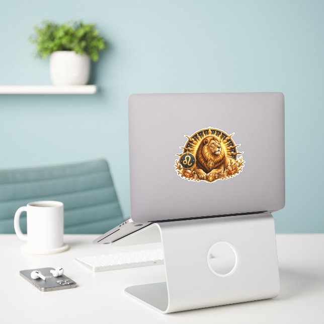 Fantasy Gold Zodiac Sign Leo (Laptop On Desk)