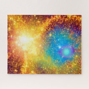 Fantasy Golden Glitter Explosion in Magical Cosmos Jigsaw Puzzle