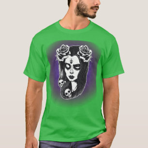 Fantasy Goth Girl with Skulls and roses 2 T-Shirt