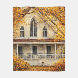 Fantasy Gothic-Revival Carpenter House  Fleece Blanket