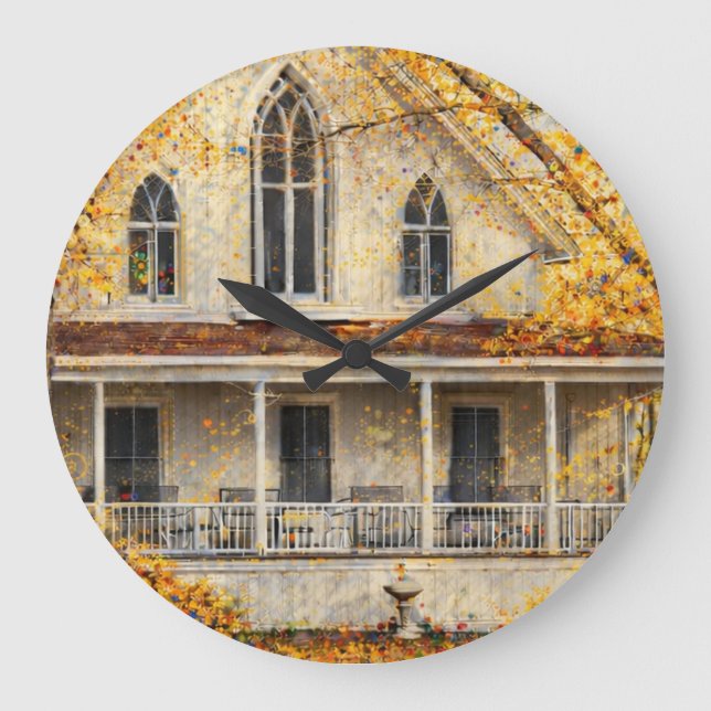 Fantasy Gothic-Revival Carpenter House Wall Clock (Front)