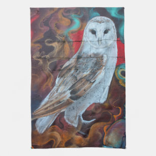 Fantasy Graffiti Snowy Owl Kitchen Towel