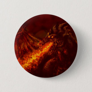 Fantasy Great Red Dragon Breathing Fire 2 Inch Round Button