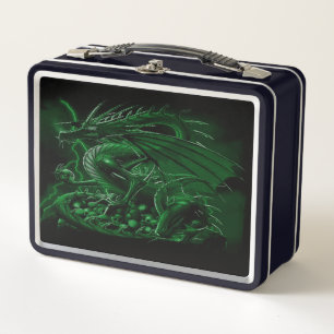 Fantasy Green Dragon Metal Lunch Box