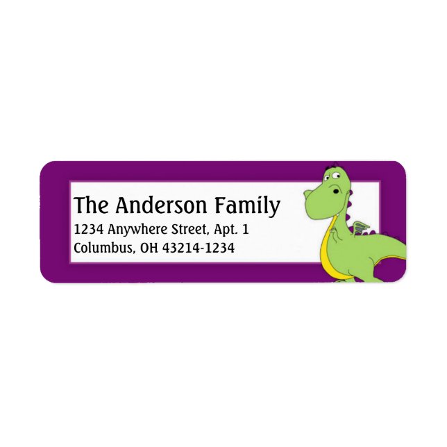 Fantasy Green Dragon Return Address Labels d2 (Front)
