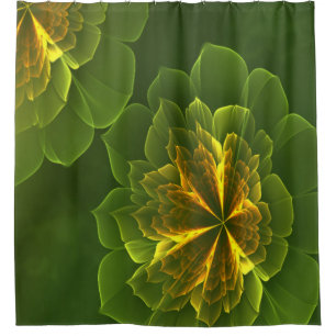 Fantasy Green Yellow Fractal Flowers