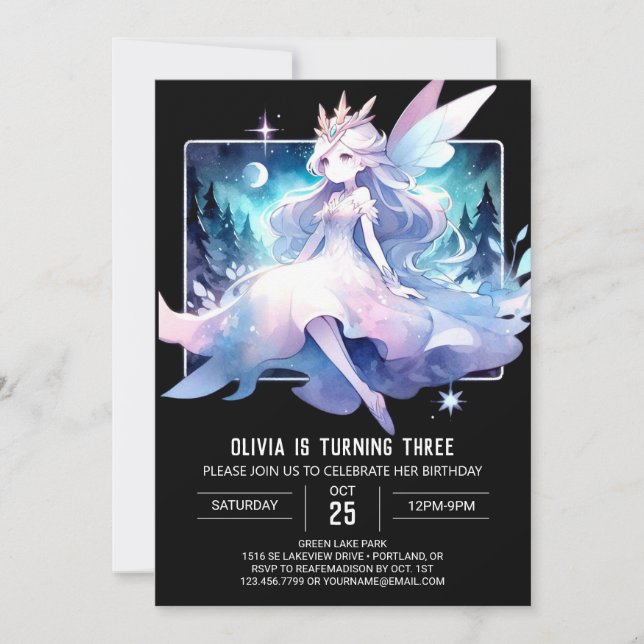 Fantasy Happy Fairy Birthday Invitation (Front)
