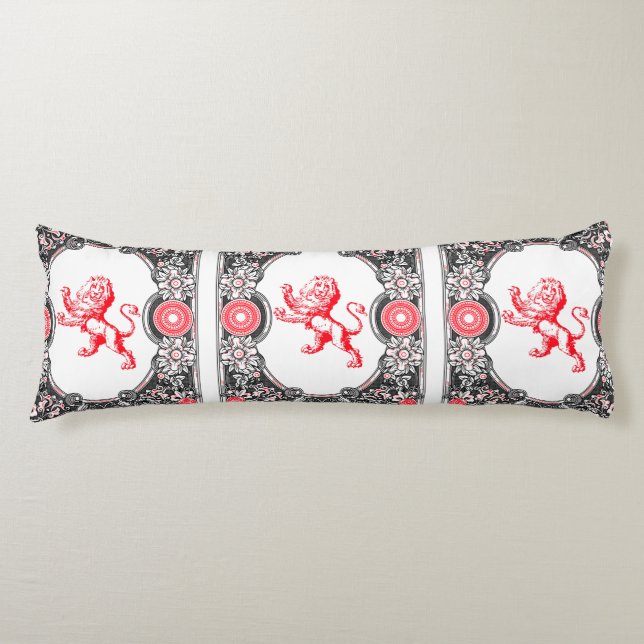 Fantasy Heraldry Lion Frame  on   Body Pillow (Front)