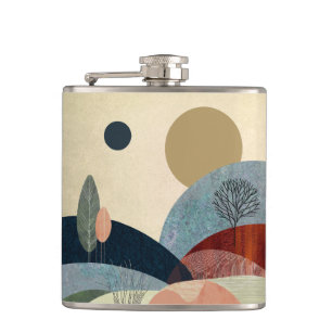 Fantasy Hills Landscape Hip Flask