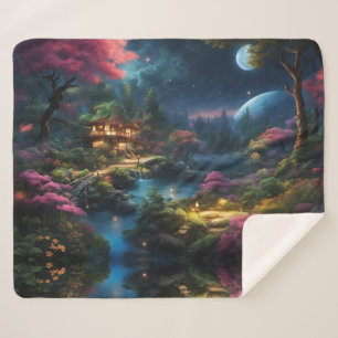 Fantasy Home and Garden Sherpa Blanket
