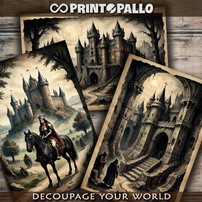 Fantasy horror medioeval castle and queen  wrapping paper sheet (Creator Uploaded)