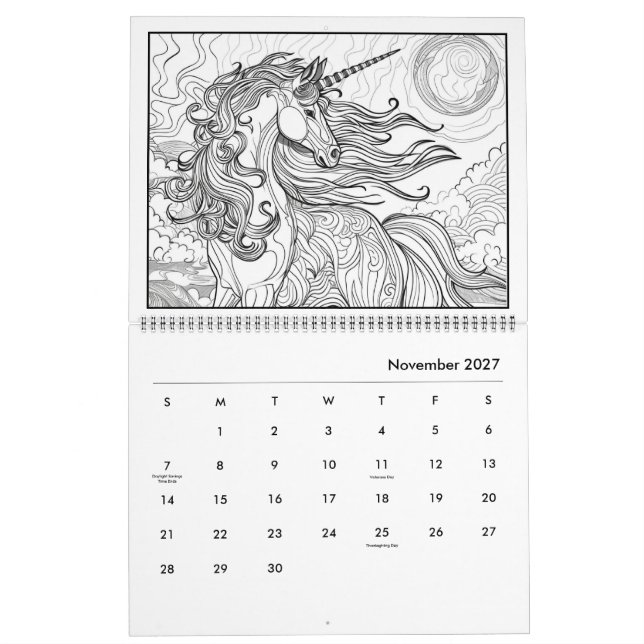 Fantasy Horse Colouring Calendar (Nov 2027)