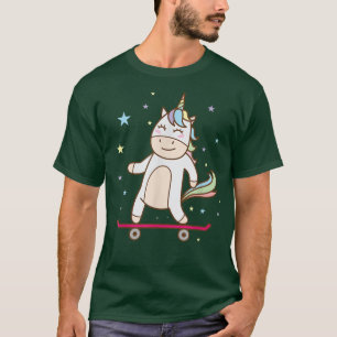Fantasy Horse Unicorn on the Skateboard T-Shirt