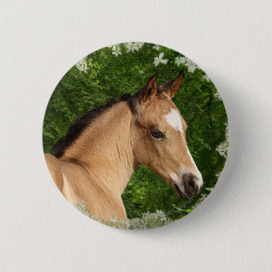 Fantasy Horses: Flowers 2 Inch Round Button