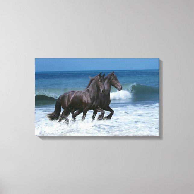 Fantasy Horses: Friesians & Sea Canvas Print (Front)