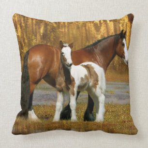 Fantasy Horses: Mare & Foal Throw Pillow