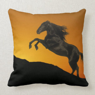 Fantasy Horses: Mountain Sunset Throw Pillow