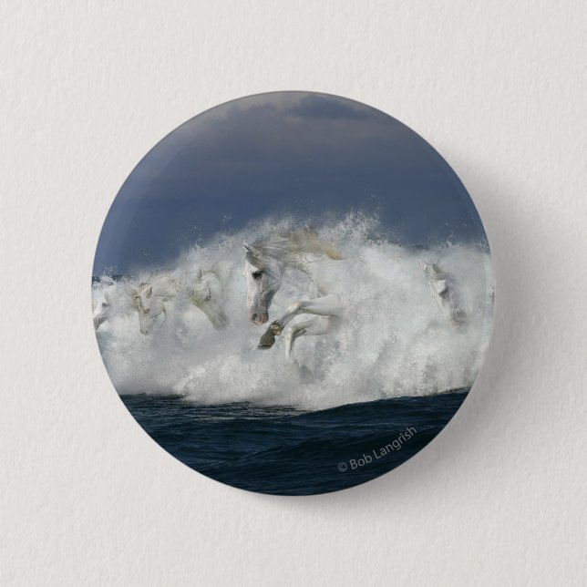 Fantasy Horses: Sea 2 Inch Round Button (Front)