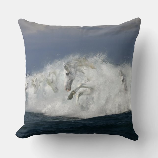 Fantasy Horses: Sea Throw Pillow (Front)