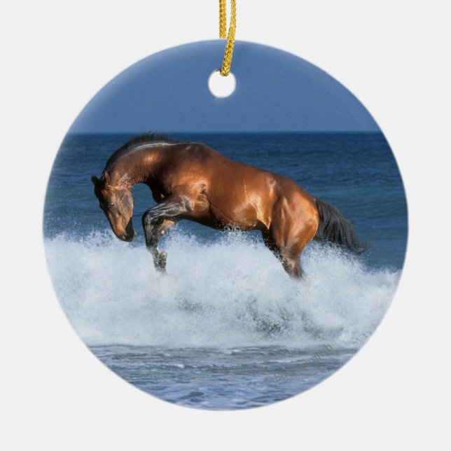 Fantasy Horses: Selle Francais & Sea Ceramic Ornament (Front)