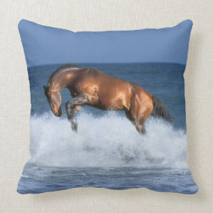 Fantasy Horses: Selle Francais & Sea Throw Pillow