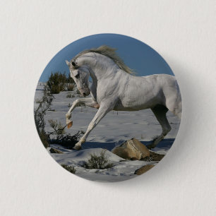 Fantasy Horses: Snow King 2 Inch Round Button