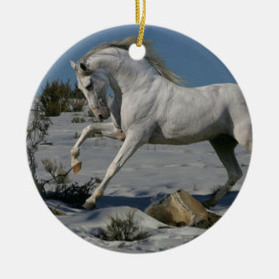 Fantasy Horses: Snow King Ceramic Ornament
