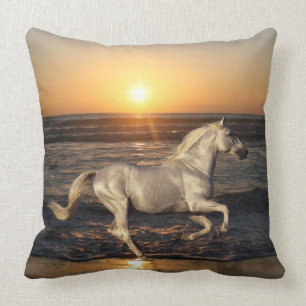 Fantasy Horses: Sunset Throw Pillow
