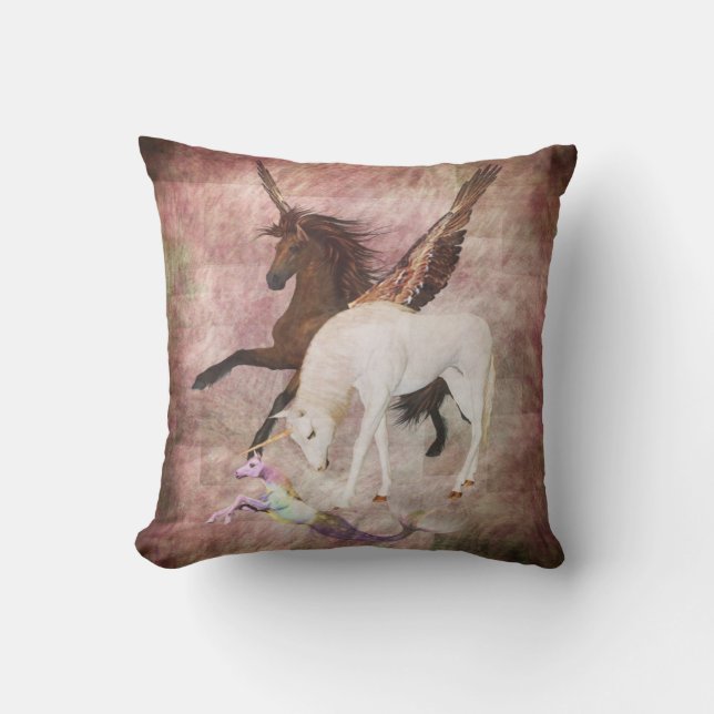 Fantasy Horses Throw Pillow (Front)