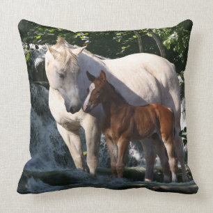 Fantasy Horses: Waterfall Throw Pillow