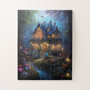 fantasy house forest fairytale home magic lights jigsaw puzzle