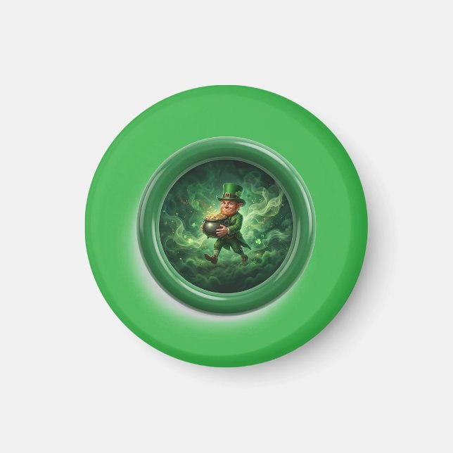 Fantasy Image Leprechaun Carrying Pot Of Gold Magnet (Front)
